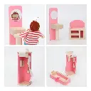 Set Muebles Madera Baño Bathroom 5 Piezas Juguete Casa