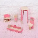 Set Muebles Madera Baño Bathroom 5 Piezas Juguete Casa
