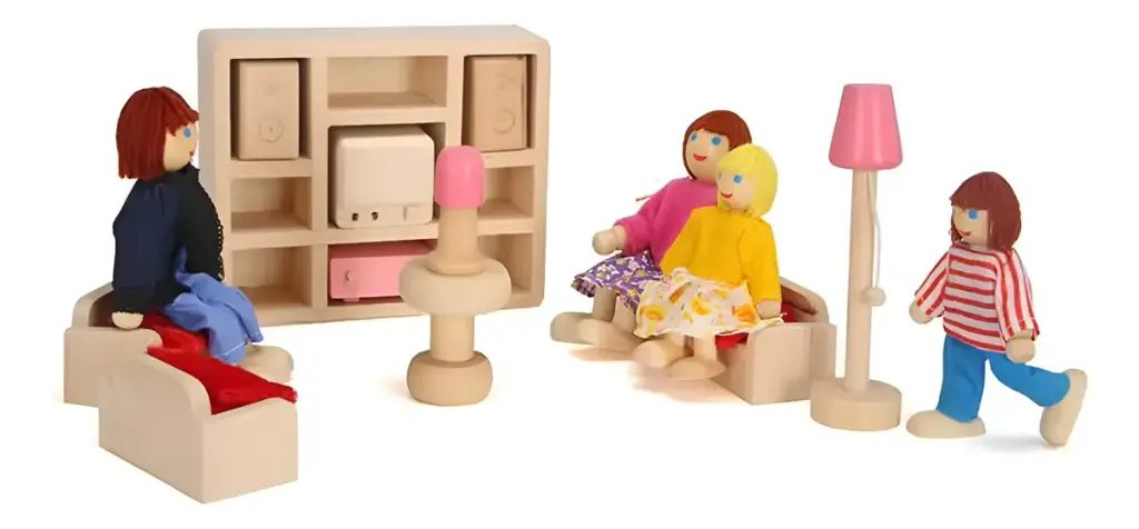 Set Muebles Madera Living Lounge Room 14 Piezas Juguete