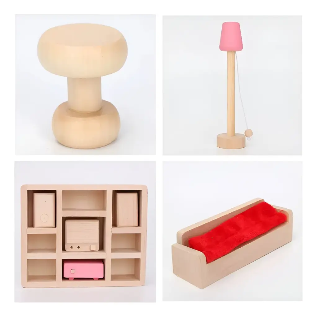 Set Muebles Madera Living Lounge Room 14 Piezas Juguete