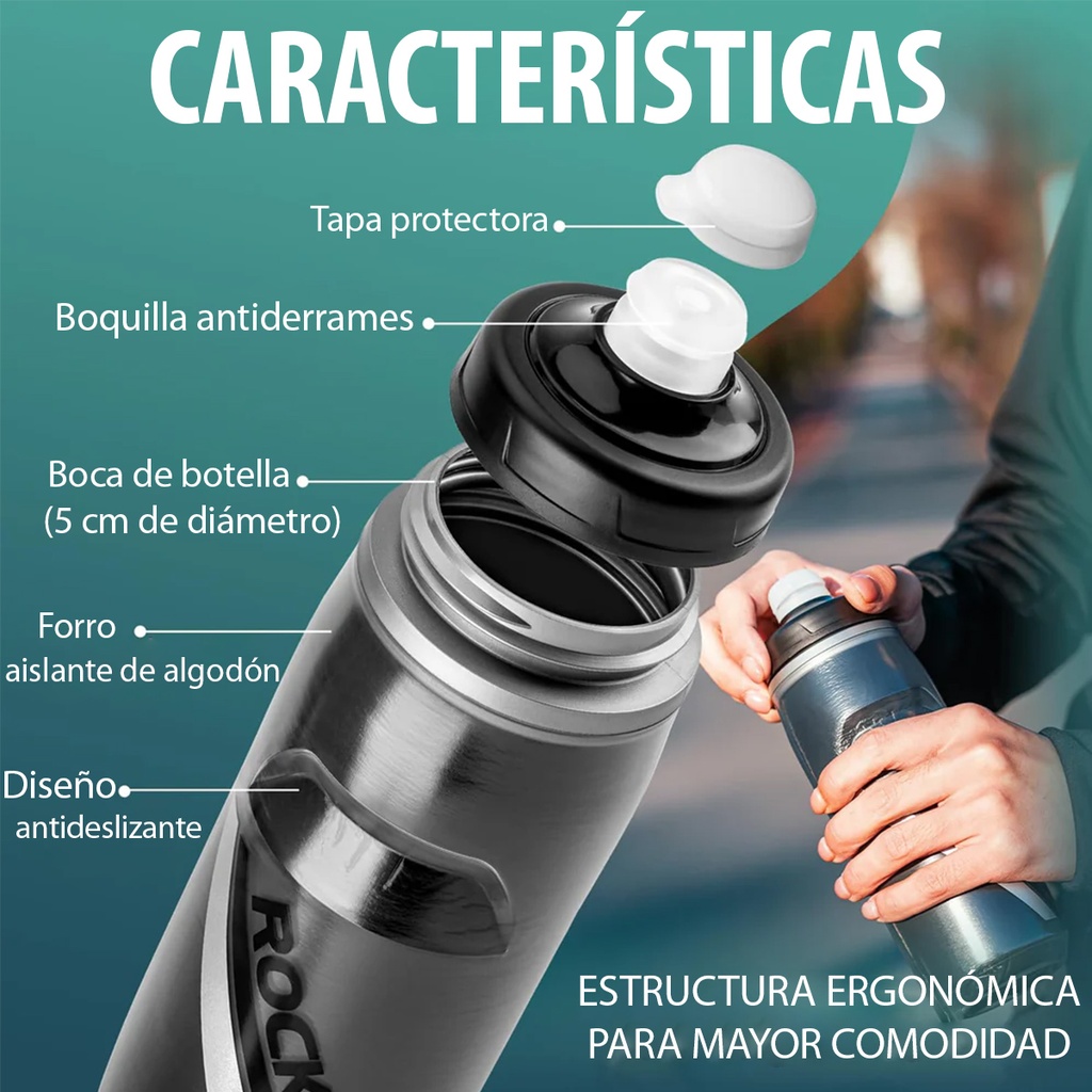 Botella Deportiva Caramañola Térmica Rockbros Ciclismo