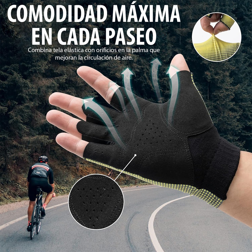 Guantes Medio Dedo Rockbros Ciclismo Ventilados Deportivos