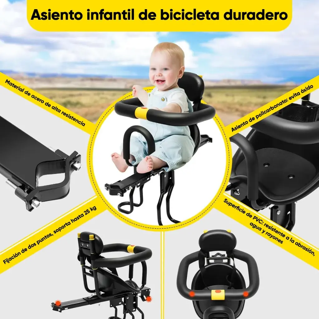 Silla Niño Para Bici Frontal C/posapié - La Más Segura
