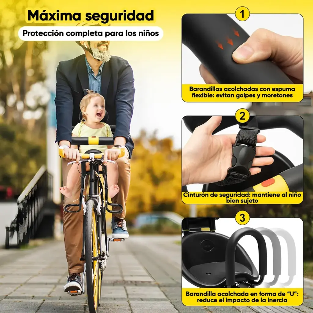 Silla Niño Para Bici Frontal C/posapié - La Más Segura