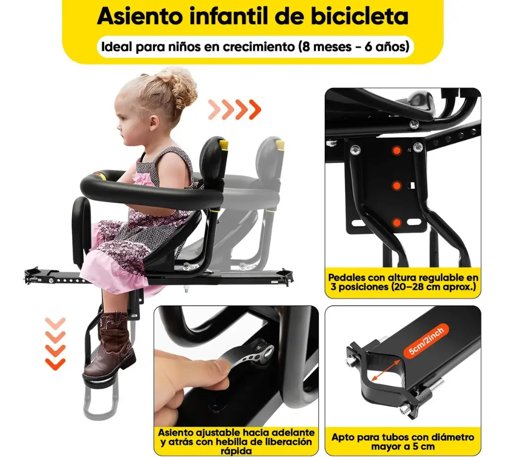 Silla Niño Para Bici Frontal C/posapié - La Más Segura