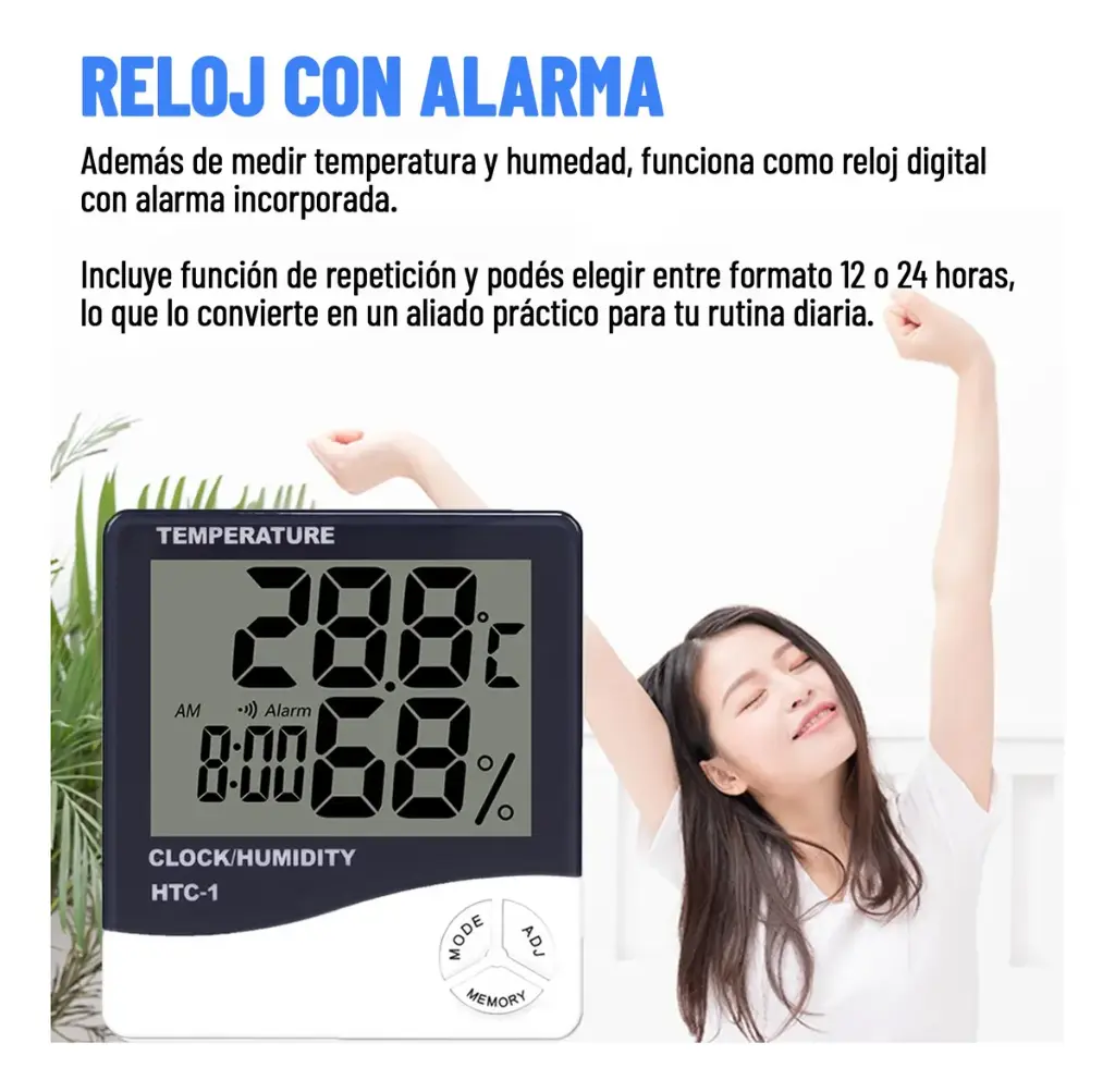 Reloj Termometro Temperatura Higrometro Humedad Alarma Ql ®