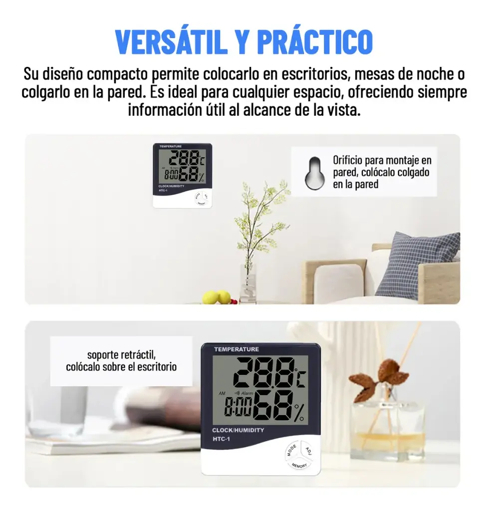 Reloj Termometro Temperatura Higrometro Humedad Alarma Ql ®