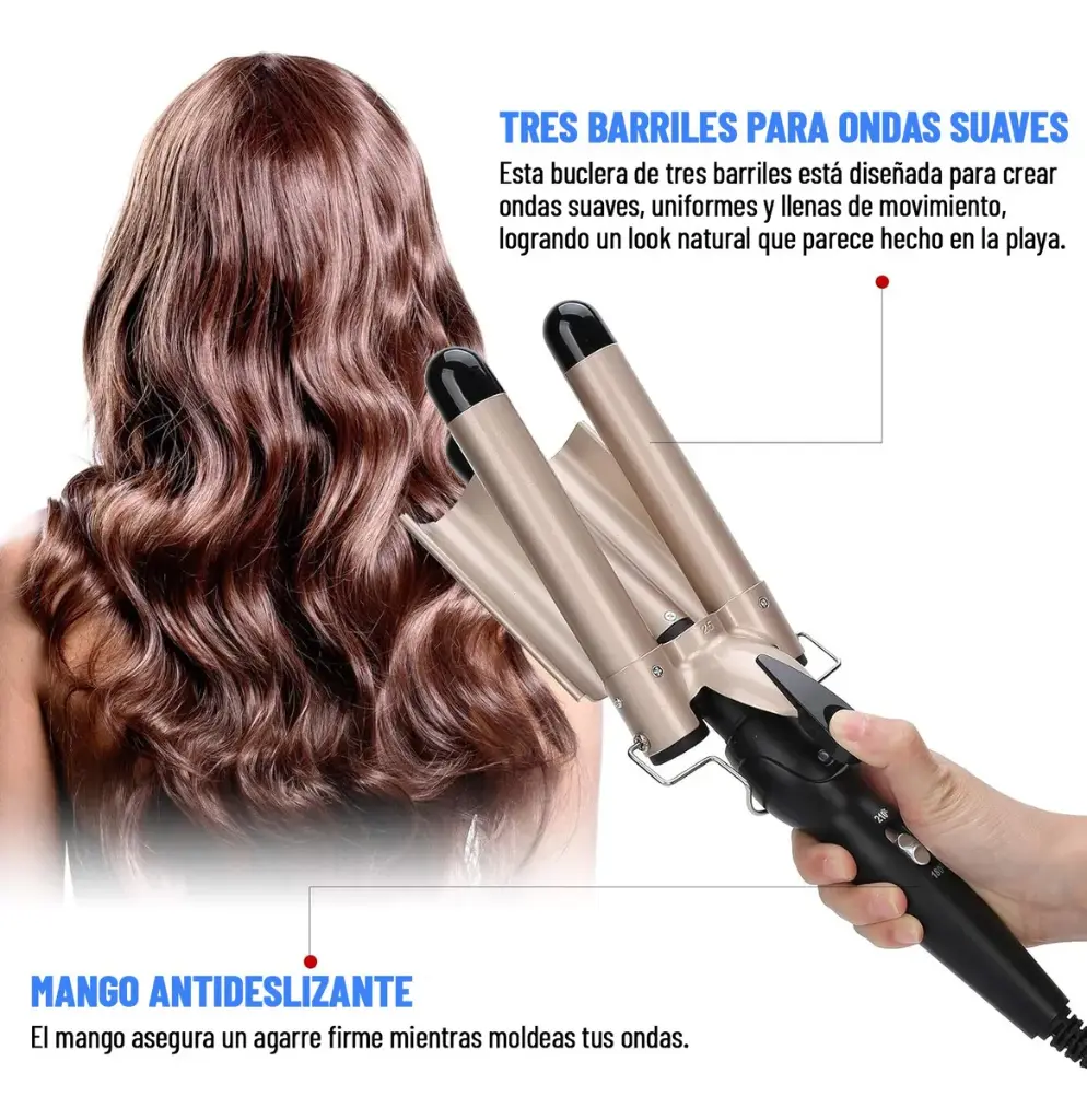 Buclera Rizador Ondulador Triple Barril Ondas Pelo Cabello ®