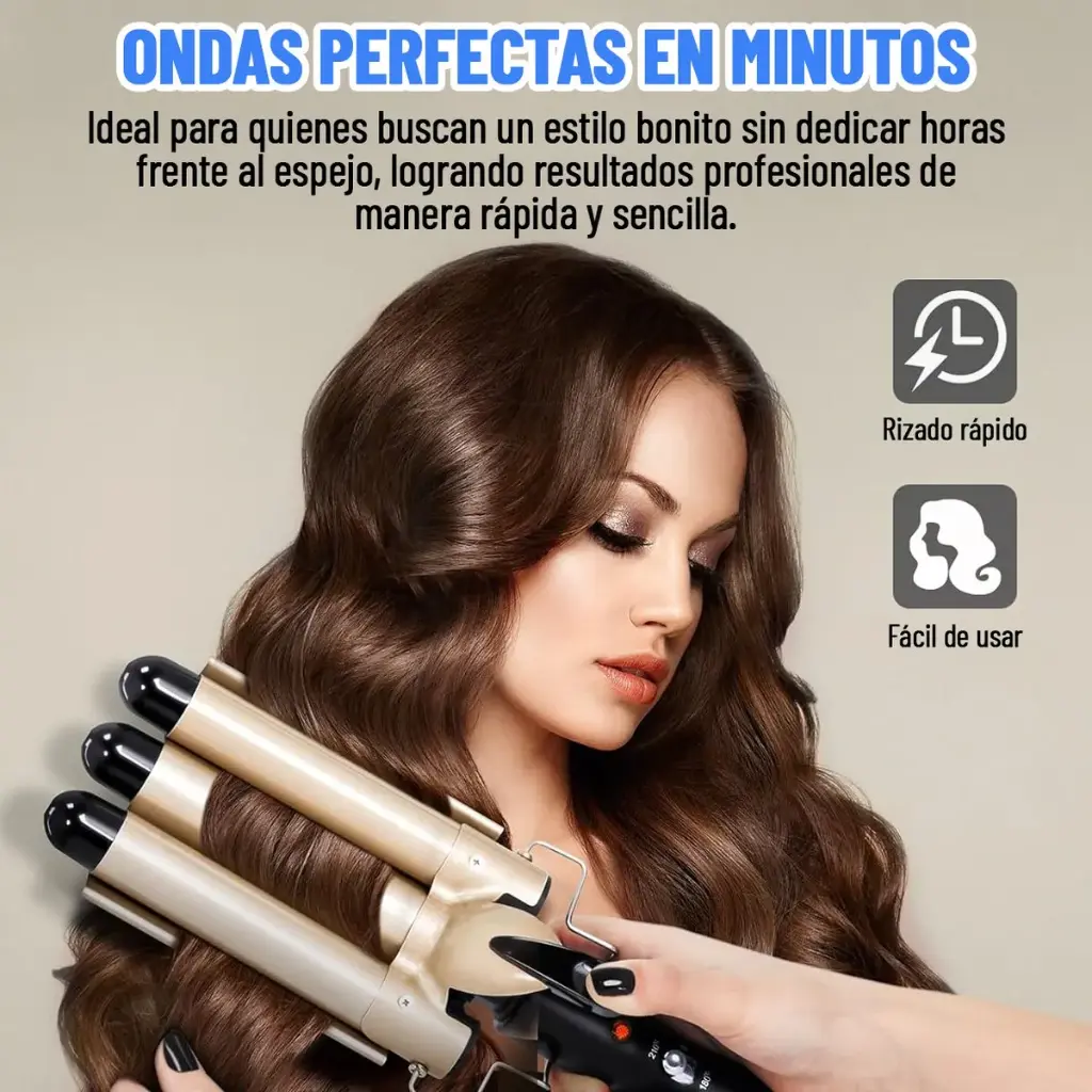 Buclera Rizador Ondulador Triple Barril Ondas Pelo Cabello ®