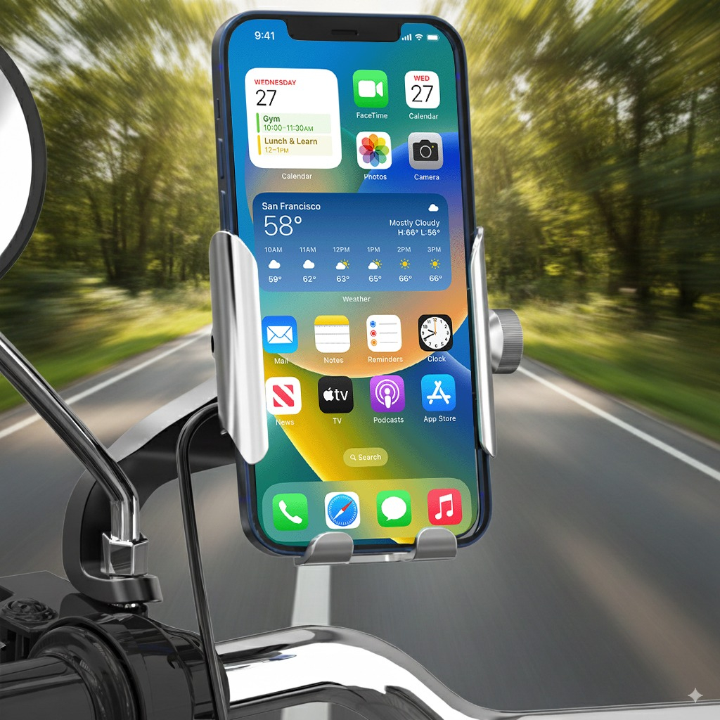 Soporte De Celular Moto Con Cargador Usb Aluminio Bicicletas Para Espejo
