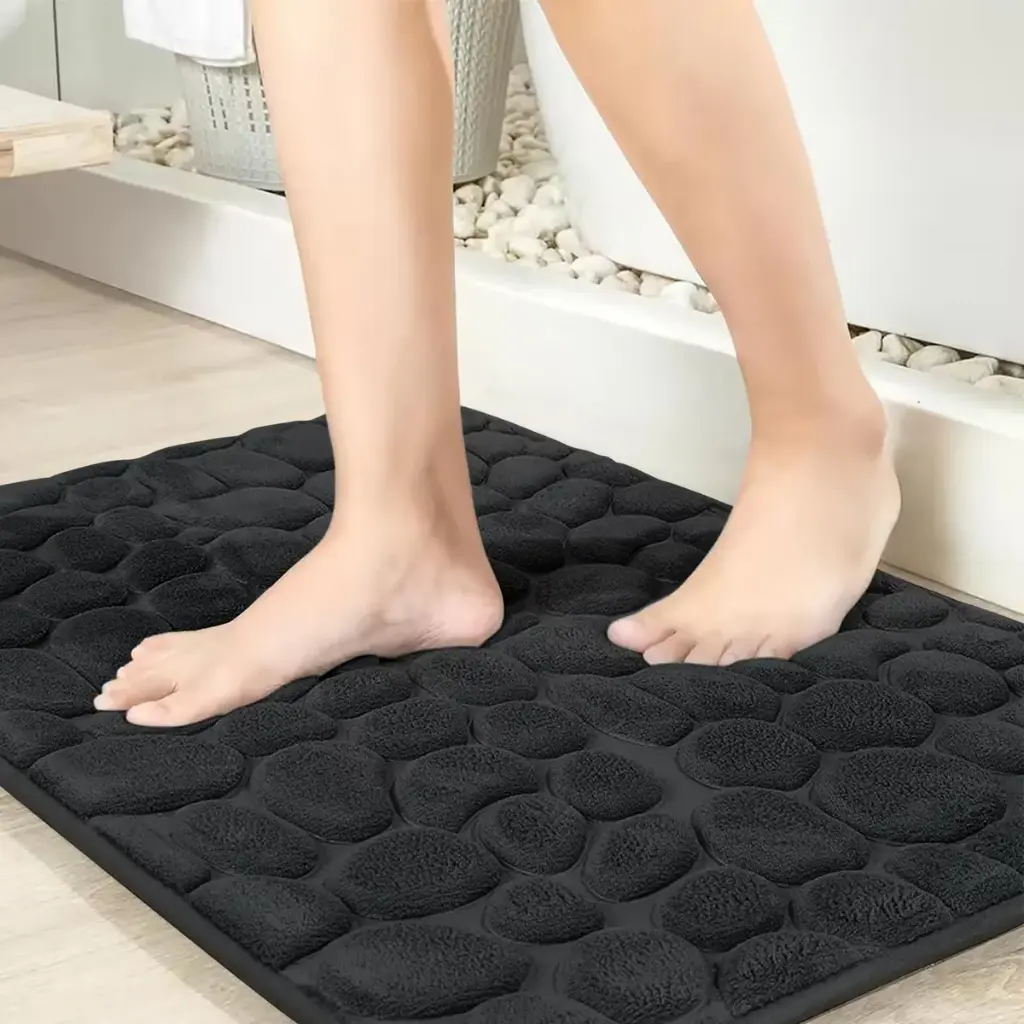 Alfombra De Baño Antideslizante Memory Diseño Rocas 80 X 50