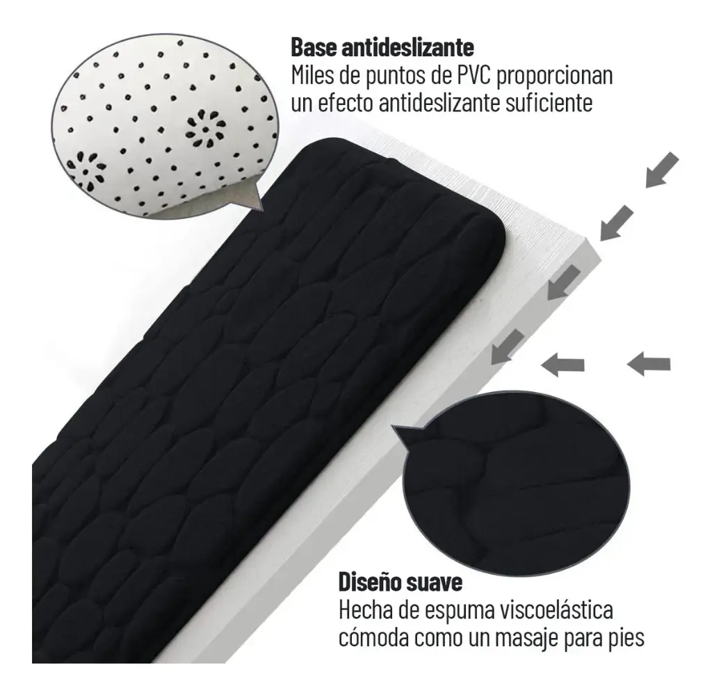 Alfombra De Baño Antideslizante Memory Diseño Rocas 80 X 50