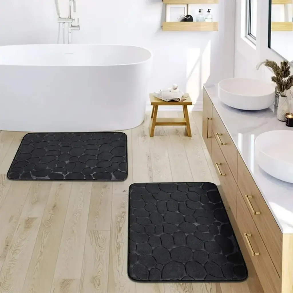 Alfombra De Baño Antideslizante Memory Diseño Rocas 80 X 50