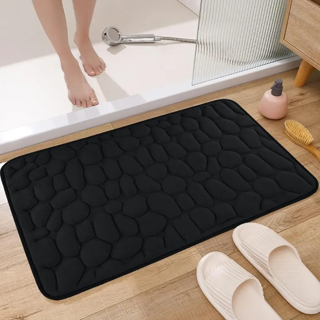 Alfombra De Baño Antideslizante Memory Diseño Rocas 80 X 50