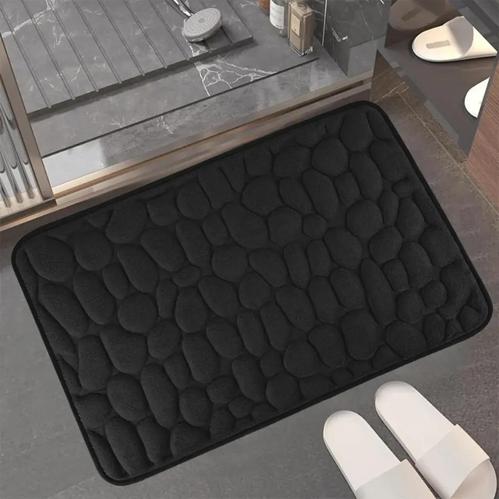 Alfombra De Baño Antideslizante Memory Diseño Rocas 80 X 50