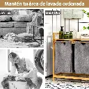 Estante Mueble De Ropa Bambú 2 Cestos Deslizantes Extraíbles 
