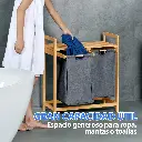 Estante Mueble De Ropa Bambú 2 Cestos Deslizantes Extraíbles 