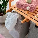 Estante Mueble De Ropa Bambú 2 Cestos Deslizantes Extraíbles 