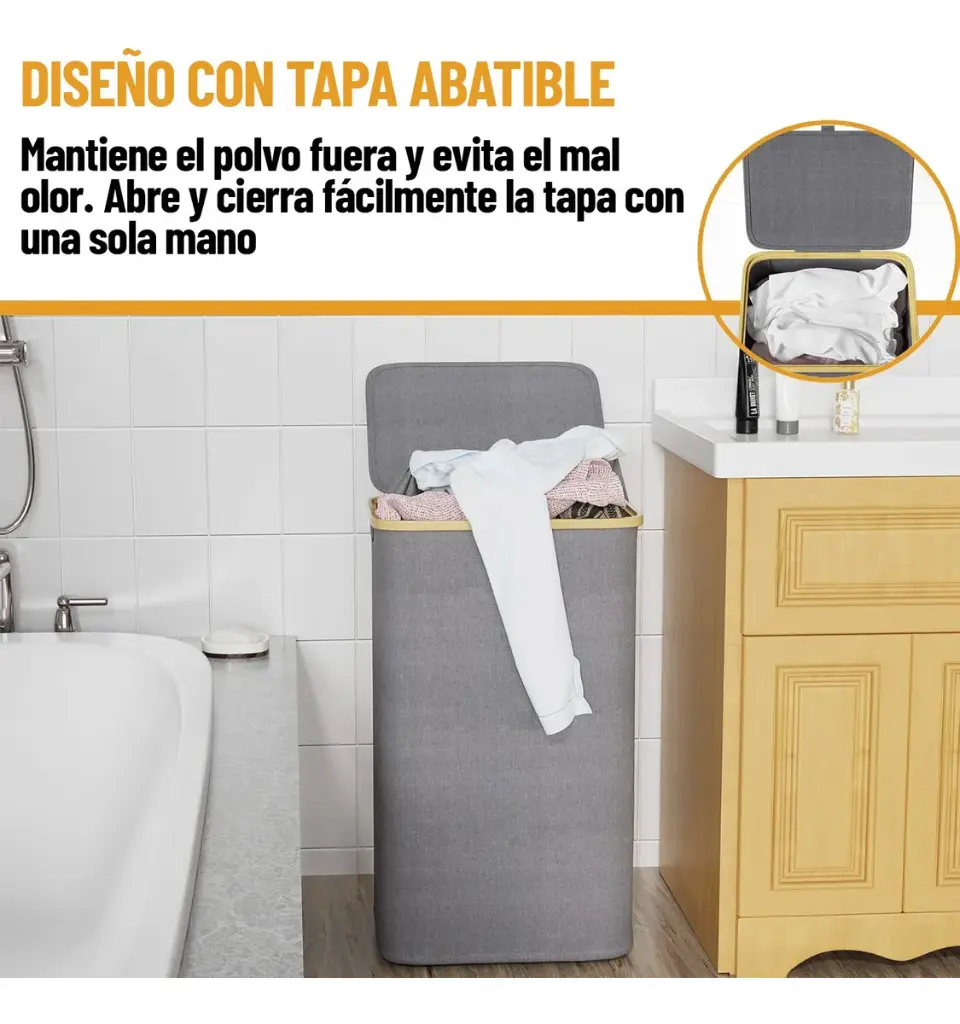 Canasto Cesto Para Ropa Con Tapa Organizador Baño Plegable ®