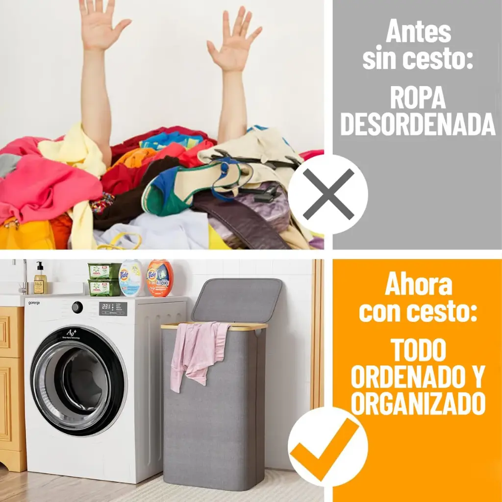 Canasto Cesto Para Ropa Con Tapa Organizador Baño Plegable ®