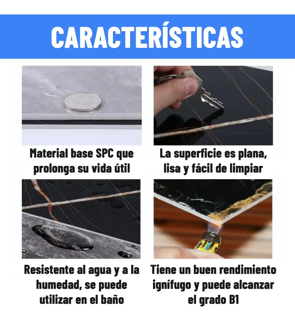 Placa Pvc Símil Mármol 2,44x1,22m 3mm Resistente Agua Calor®