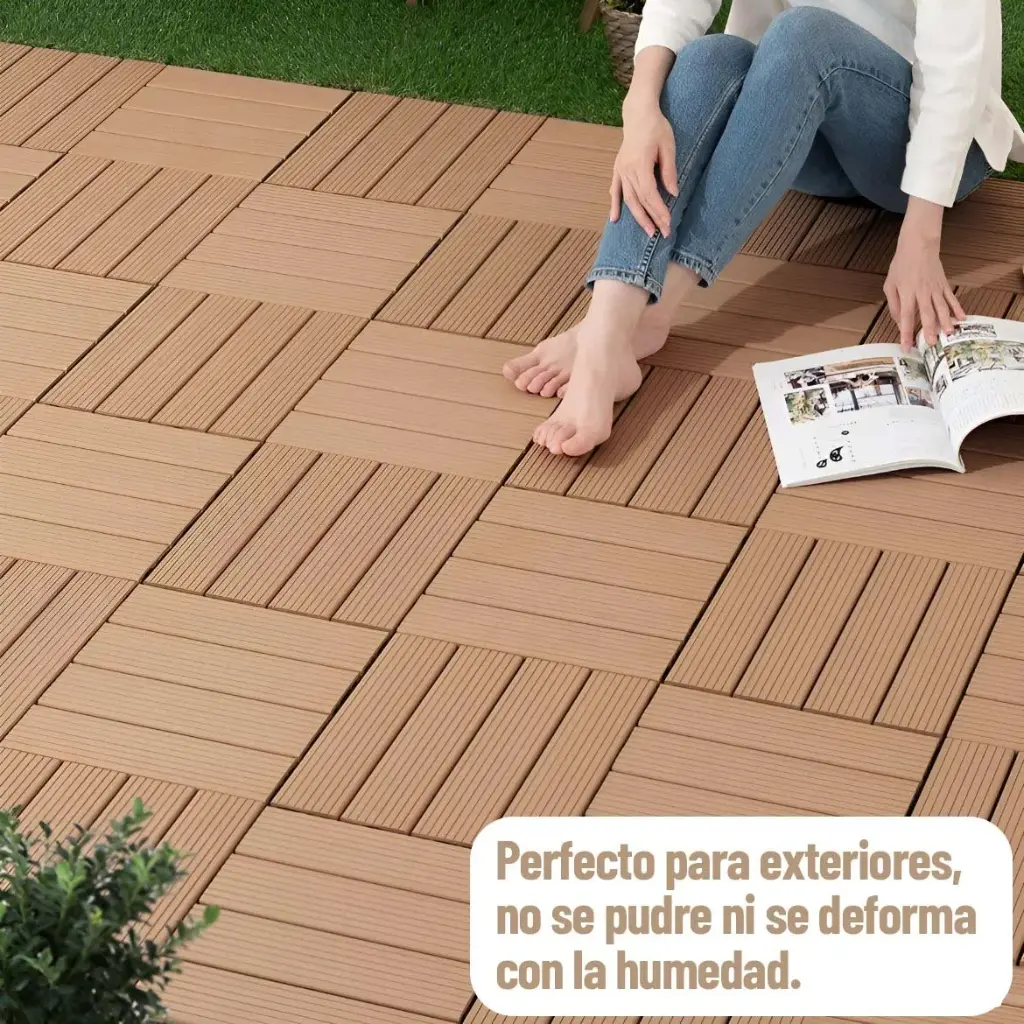 Baldosa Piso Deck Modular Wpc 30x30cm Encastrable X20 Ql ®