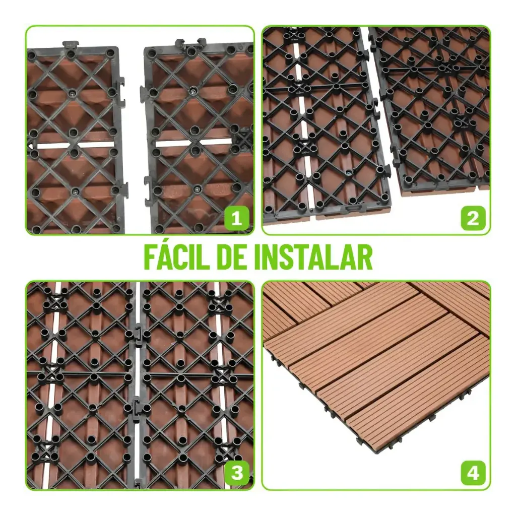 Baldosa Piso Deck Modular Wpc 30x30cm Encastrable X20 Ql ®