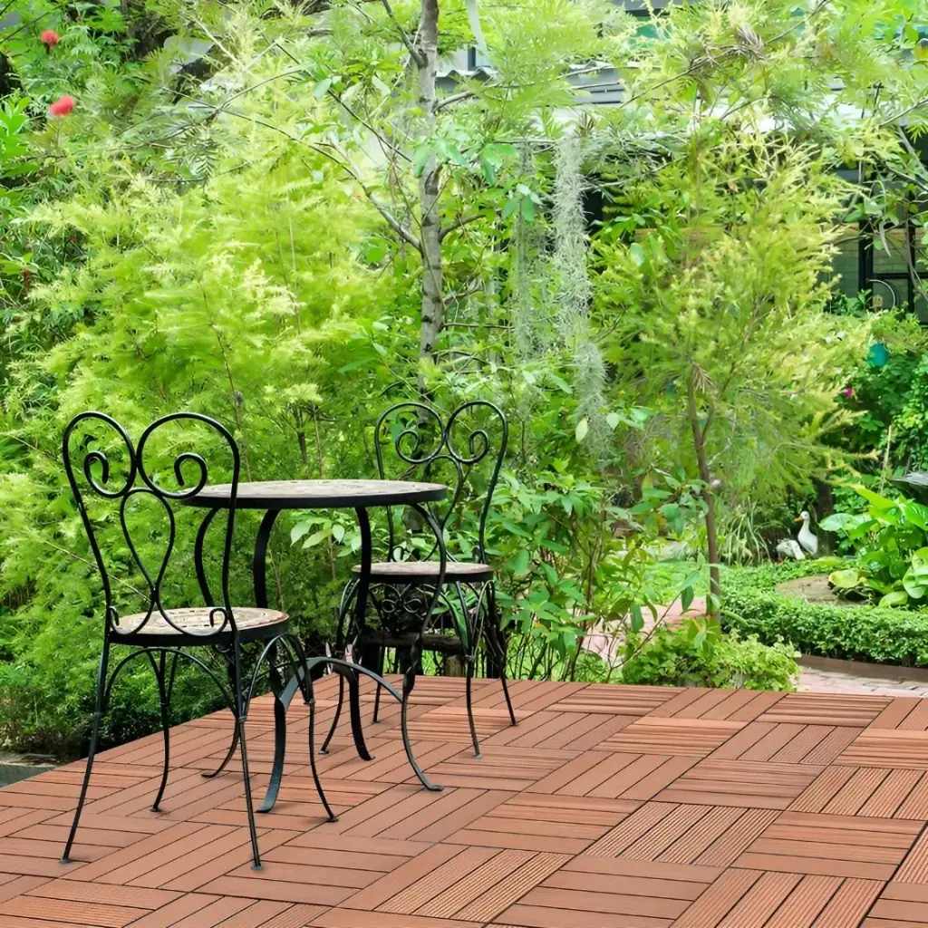 Deck Simil Madera Baldosa Para Exterior Wpc Premium X25 Marron Claro