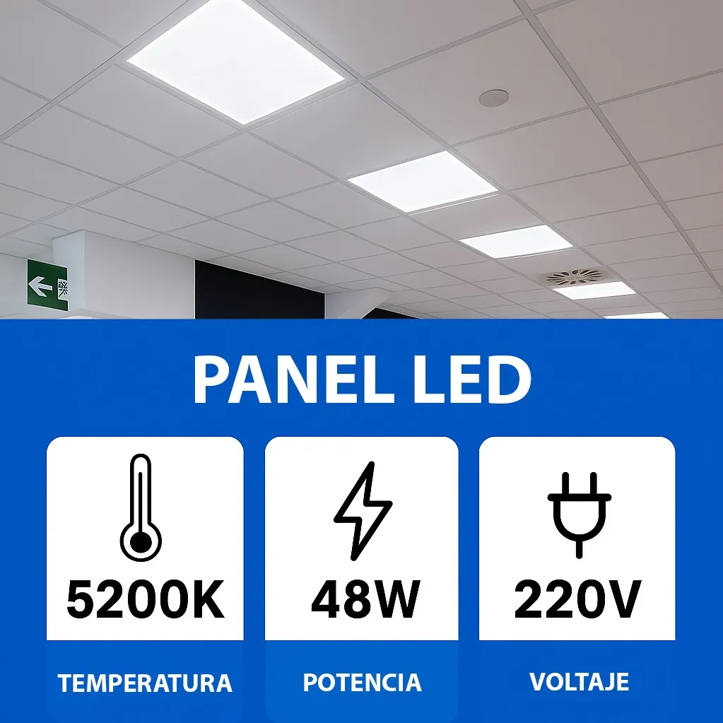 Plafón Panel Led 60x60cm 48w 220v Luz Fria Cuadrado