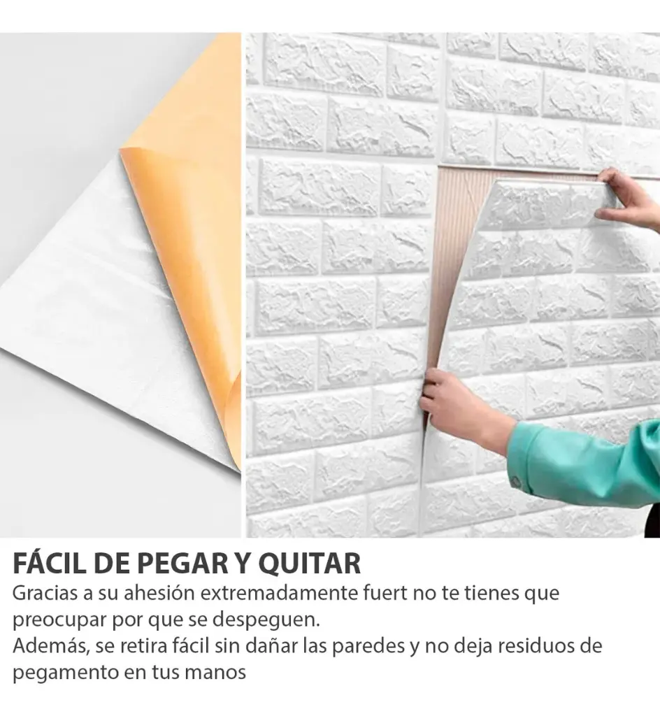 Revestimiento Pared Adhesivo Facil Colocacion Piedra X100 Un