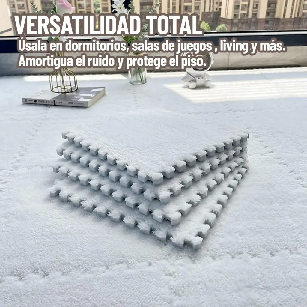 Alfombra Antigolpe Goma Eva Shaggy Piso Encastrable Pack X50