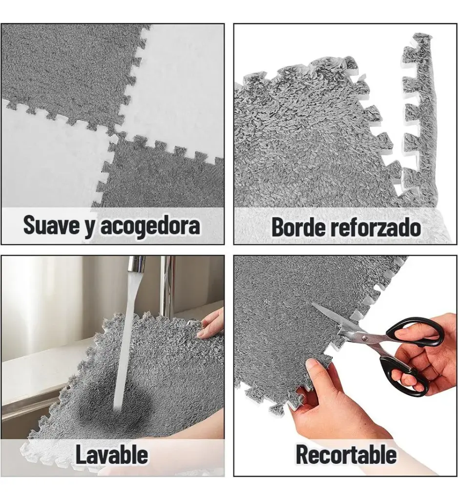 Alfombra Antigolpe Goma Eva Shaggy Piso Encastrable Pack X50