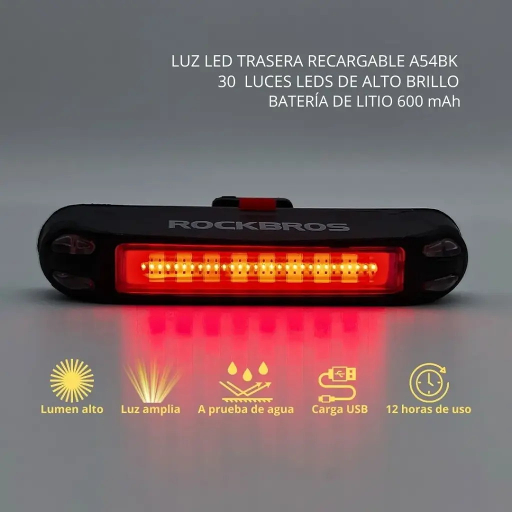Rockbros Luz Trasera Usb Bicicletas Monopatín Sirve Lluvia