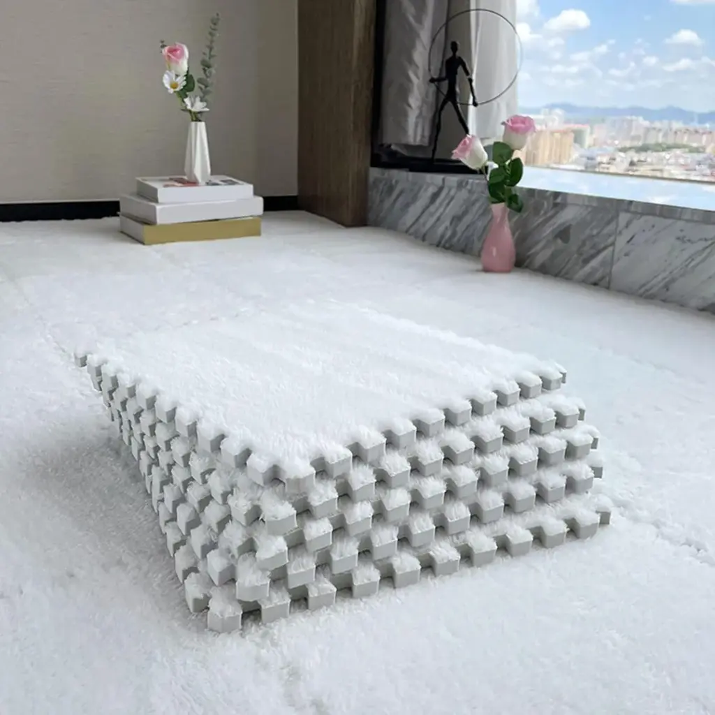 Alfombra Shaggy Piso Felpudo Dormitorio Encastrable Pack X10