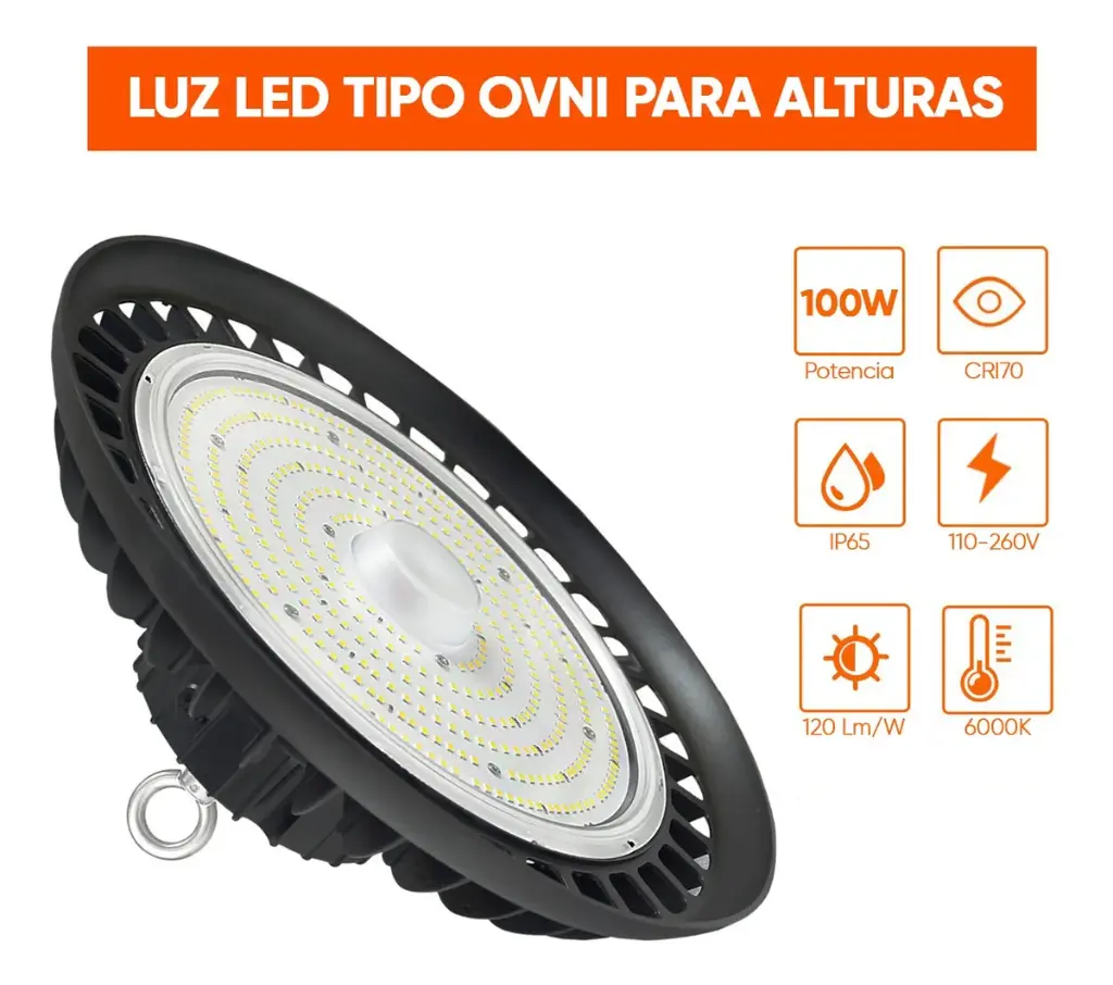 Foco Techo Led Para Galpon Deposito 100w Ip65 Luz Ufo