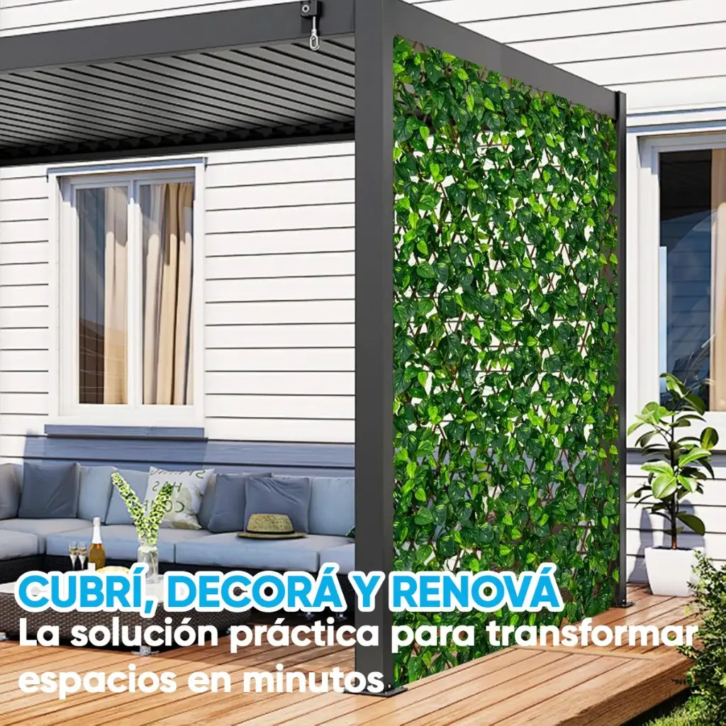 Enredadera Cerco Artificial Celosía Extensible Plegable 2mts 