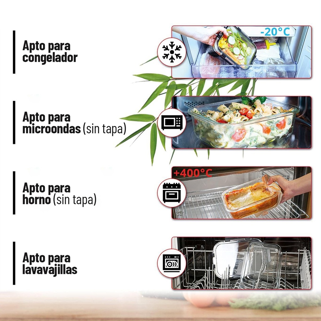 Juego 4 Piezas De Tarros Tapper Hermeticos Vidrio Premium QL