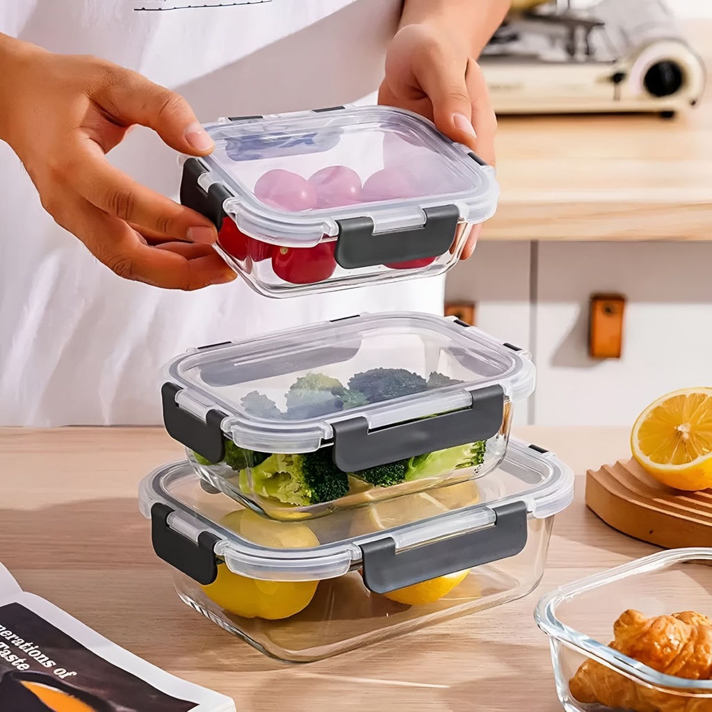 Juego 4 Piezas De Tarros Tapper Hermeticos Vidrio Premium QL