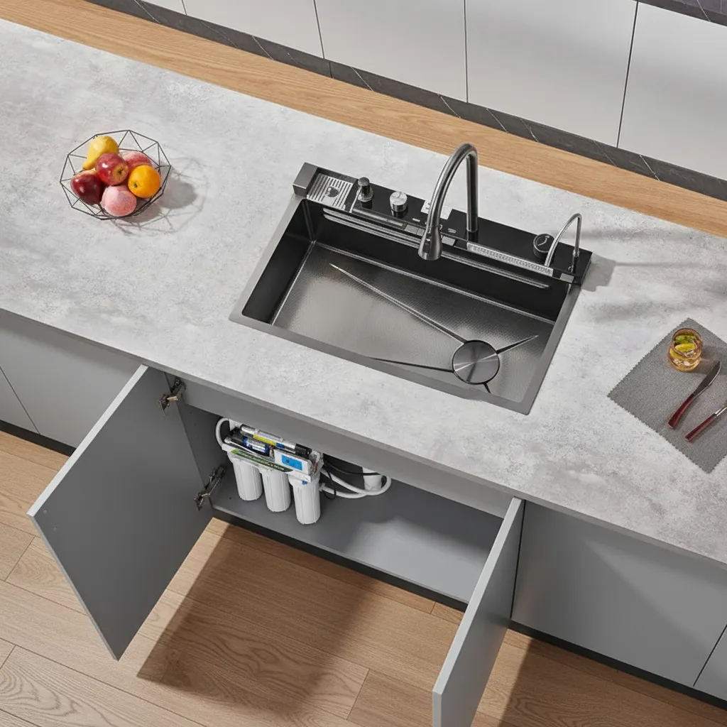 Bacha Pileta Multifuncional Cocina Acero + Filtro Osmosis