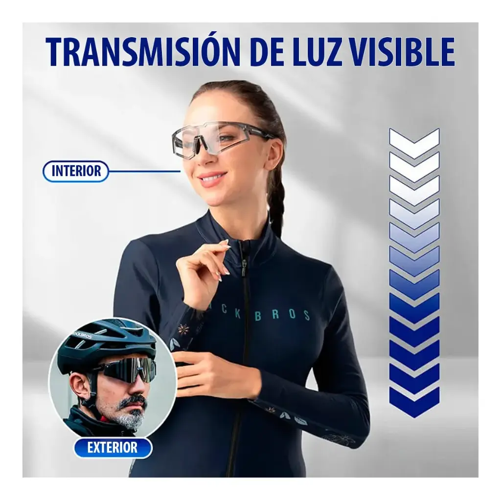 Lentes Fotocromaticos Rockbros De Ciclismo Negro Y Gris Tran