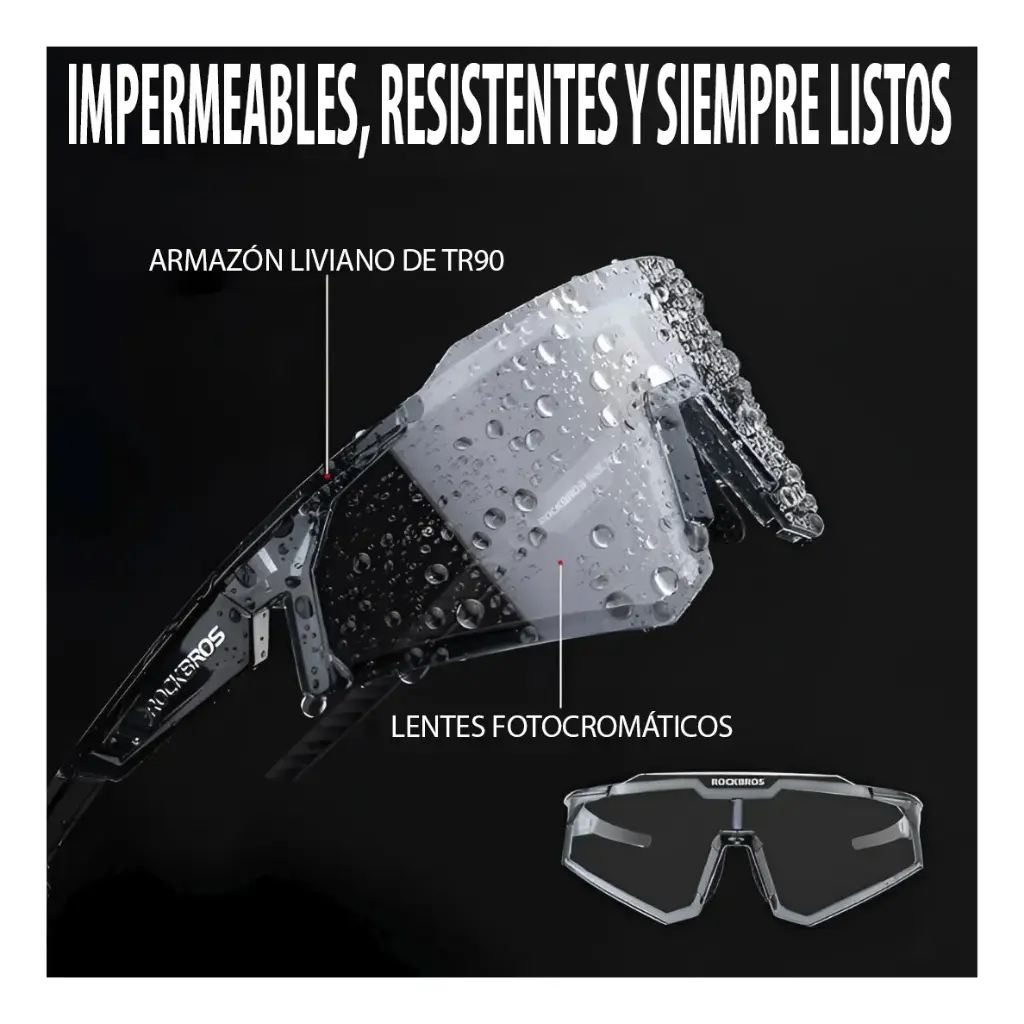 Lentes Fotocromaticos Rockbros De Ciclismo Negro Y Gris Tran
