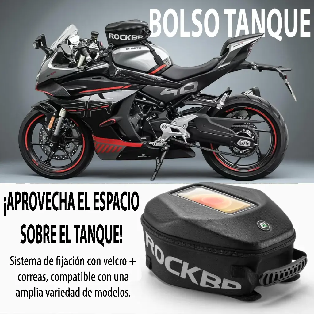 Bolso Rockbros Tanque Moto Porta Celular Convierte A Mochila