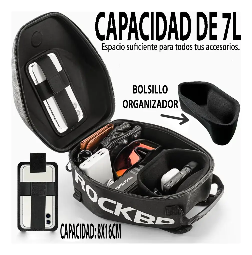 Bolso Rockbros Tanque Moto Porta Celular Convierte A Mochila