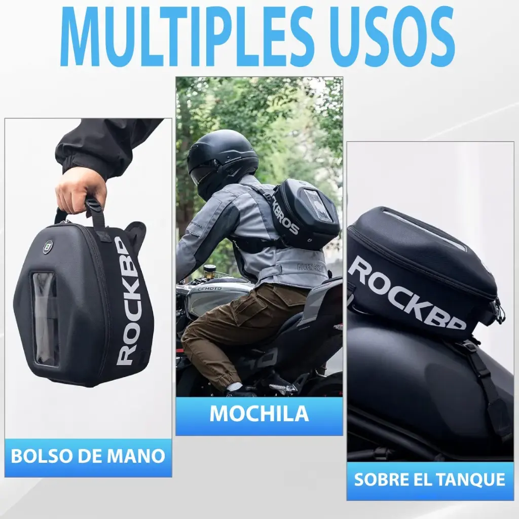 Bolso Rockbros Tanque Moto Porta Celular Convierte A Mochila