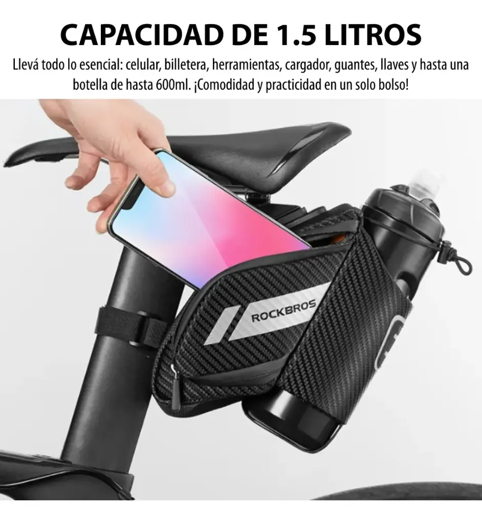 Bolso Rockbros Con Porta Caramañola Para Sillín De Bicicleta