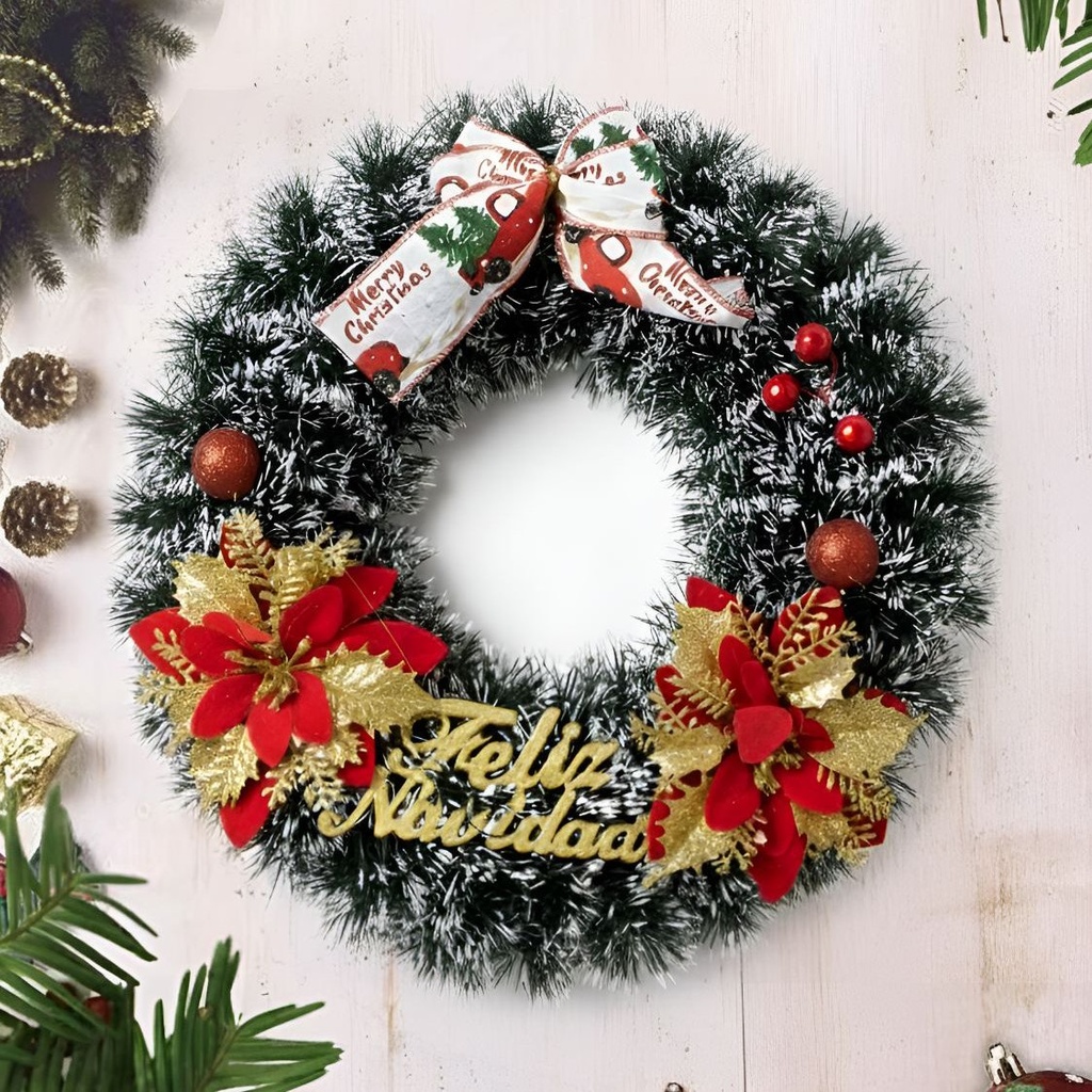 Corona Navidad Con Feliz Navidad - Decoración Navideña QL ®
