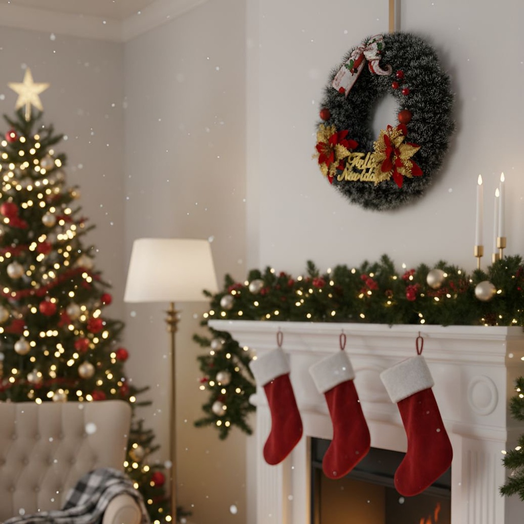 Corona Navidad Con Feliz Navidad - Decoración Navideña QL ®