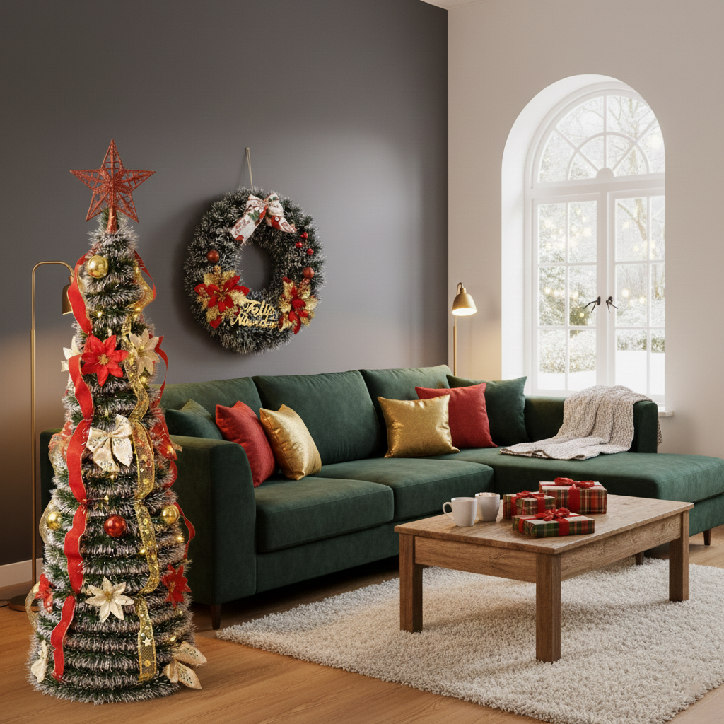 Arbolito Arbol De Navidad Premium 120cm Plegable + Corona QL
