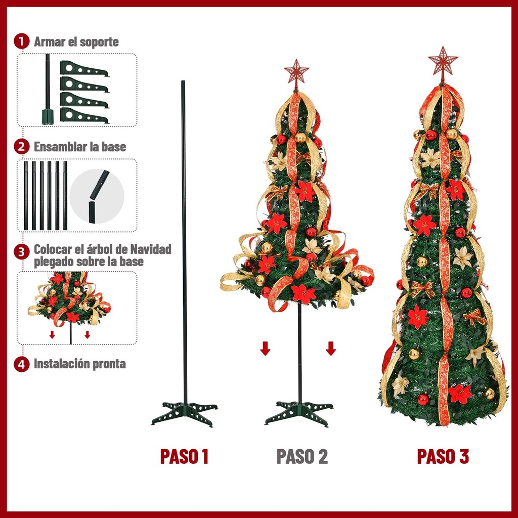 Arbolito Arbol De Navidad Premium 120cm Plegable + Corona QL