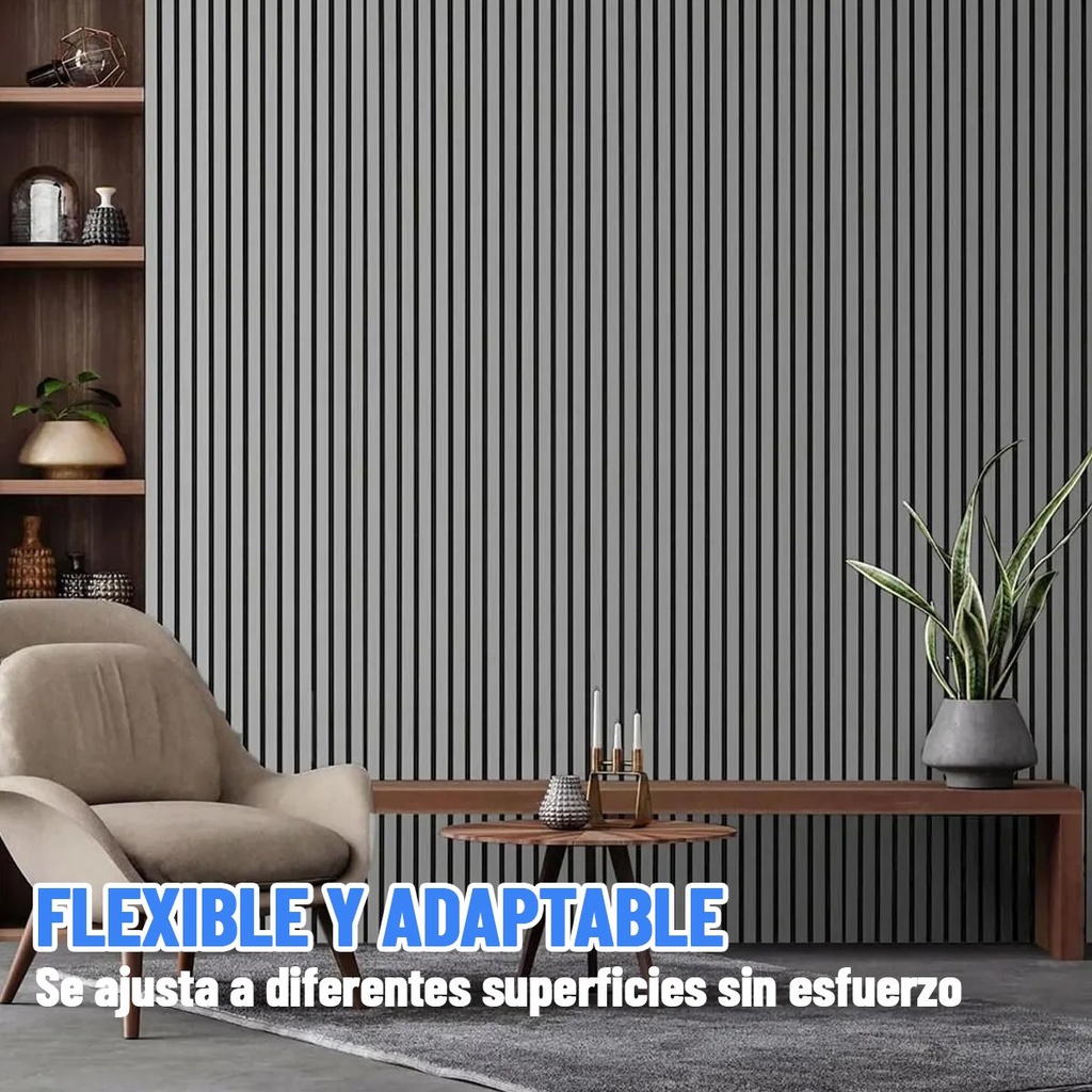 Rollo Adhesivo Símil Ripado Wpc Madera 3mts X 60cm Premium ®